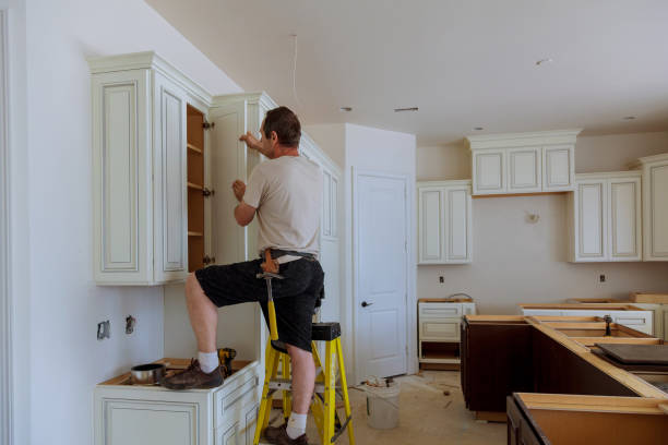 Kitchen island installation in Bellevue by JMT Kitchen Cabinet